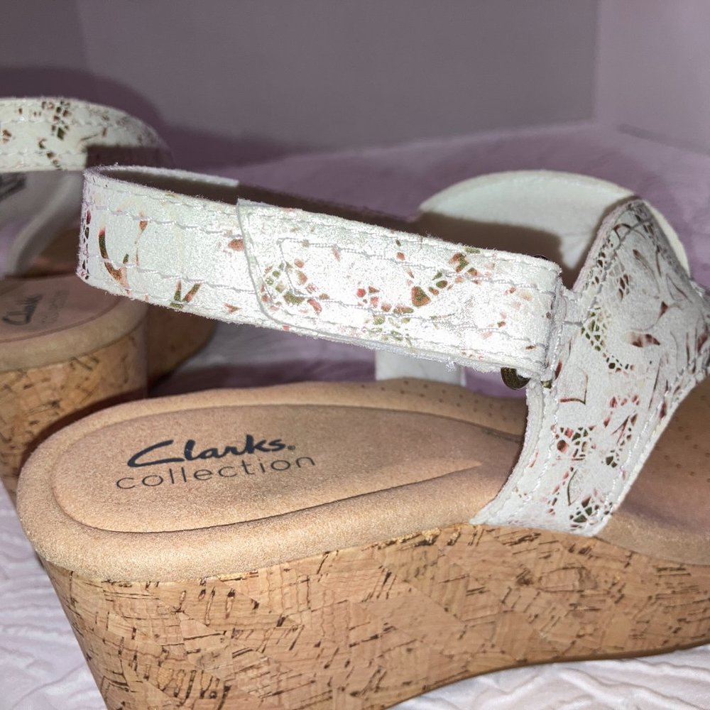 Clark's Collection Sandal Size 9 Ultimate Comfort Rose Erin Wedge Festival Party - Picture 11 of 15